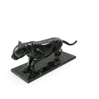 Black Marble Panther Statue PNG & PSD Images