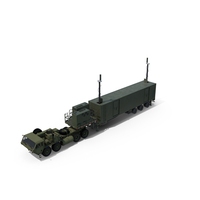 US Army Typhon Battery Operation Center With Antennas Up And Truck M983 PNG & PSD Images