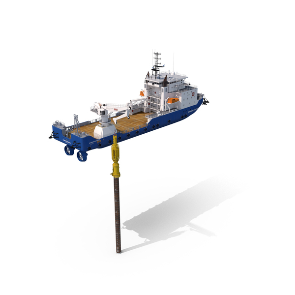 Construction Vessel and Offshore Underwater Pile Driver PNG & PSD Images