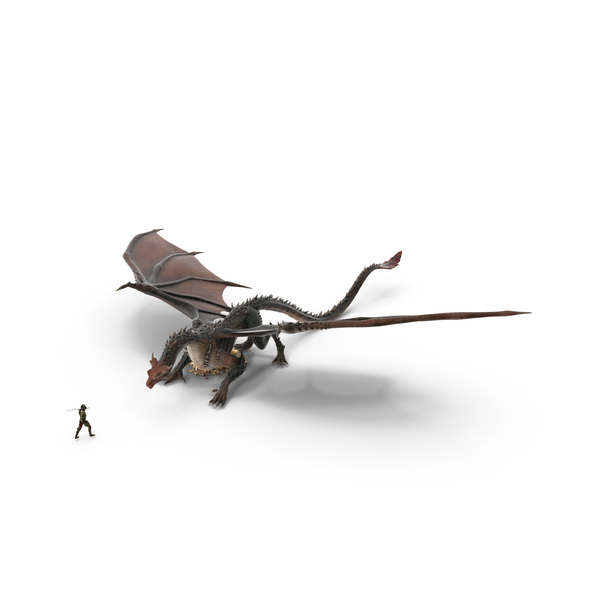 Dragon Guarding Treasures With Knight PNG & PSD Images