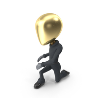 Golden Head Cartoon Character Standing Pose PNG & PSD Images