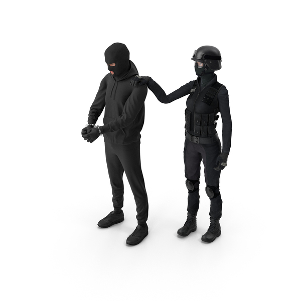 Robber in Handcuffs With SWAT Officer PNG & PSD Images