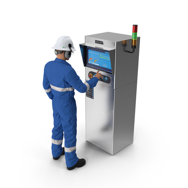 Control Panel Diamond Saw with Worker PNG & PSD Images
