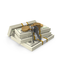 Banknotes Bundles Coins and Keys PNG & PSD Images