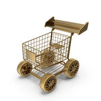 Gold Shopping Cart With Wheels PNG & PSD Images