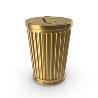 Gold Garbage Bin With Closed Lid PNG & PSD Images