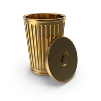 Gold Garbage Bin With Open Lid PNG & PSD Images