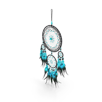 Dreamcatcher With Blue Feathers Four Rings PNG & PSD Images