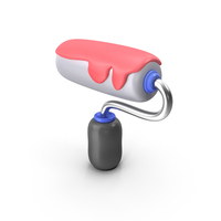 Paint Roller With Red Paint Icon PNG & PSD Images