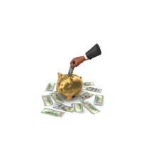 100 Dollars US Save Black Hand Hold Gold Piggy Bank PNG & PSD Images