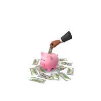 100 Dollars US Save Black Hand Hold Pink Piggy Bank PNG & PSD Images