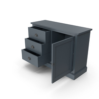 Blue Wooden Sideboard Open PNG & PSD Images