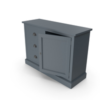 Blue Wooden Sideboard With Half Open Door PNG & PSD Images