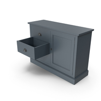 Blue Wooden Sideboard With Open Second Drawer PNG & PSD Images