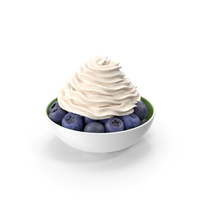 Blueberries in Bowl with Whipped Cream PNG & PSD Images