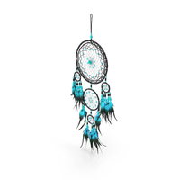 Dreamcatcher With Blue Feathers Five Rings PNG & PSD Images