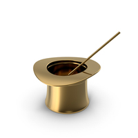 Gold Magician Hat And Wand PNG & PSD Images