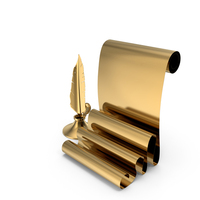 Gold Parchment And Quill PNG & PSD Images