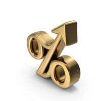 Gold Percentage Symbol With Rising Arrow PNG & PSD Images