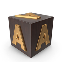 Golden Wood Cube BOX Alphabet A PNG & PSD Images