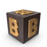 Golden Wood Cube BOX Alphabet B PNG & PSD Images