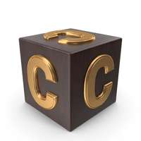 Golden Wood Cube Box Alphabet C PNG & PSD Images