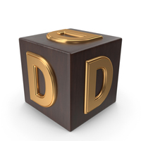 Golden Wood Cube Box Alphabet D PNG & PSD Images