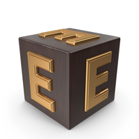 Golden Wood Cube BOX Alphabet E PNG & PSD Images