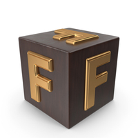 Golden Wood Cube Box Alphabet F PNG & PSD Images