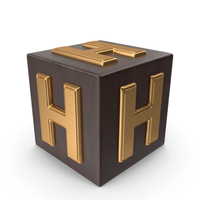 Golden Wood Cube Box Alphabet H PNG & PSD Images