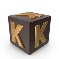 Golden Wood Cube Box Alphabet K PNG & PSD Images