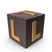 Golden Wood Cube Box Alphabet L PNG & PSD Images