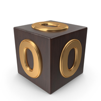 Golden Wood Cube Box Alphabet O PNG & PSD Images