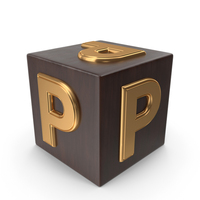 Golden Wood Cube BOX Alphabet P PNG & PSD Images