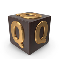 Golden Wood Cube Box Alphabet Q PNG & PSD Images
