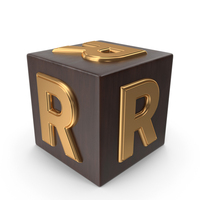 Golden Wood Cube Box Alphabet R PNG & PSD Images