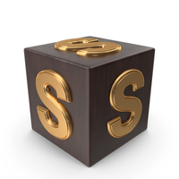 Golden Wood Cube Box Alphabet S PNG & PSD Images