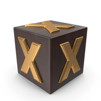 Golden Wood Cube Box Alphabet X PNG & PSD Images