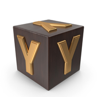 Golden Wood Cube Box Alphabet Y PNG & PSD Images