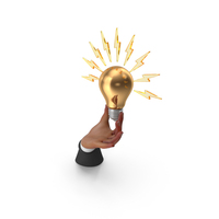 Glowing Bulb Idea On Black Hand PNG & PSD Images