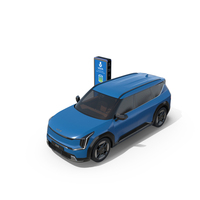 KIA EV9 Electric SUV With Charging Station PNG & PSD Images