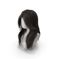 Long Wavy Hairstyle Wig Dark PNG & PSD Images