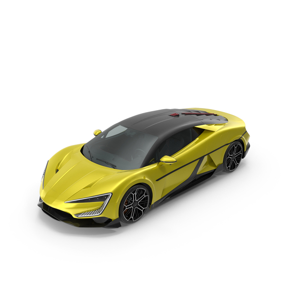 Modern Yellow Supercar Coupe Simplified PNG & PSD Images