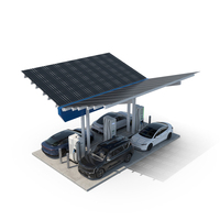 Tesla KIA Xiaomi and Lucid Cars at Electric Charging Station PNG & PSD Images