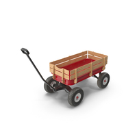 Red Steel Wagon With Wooden Sides PNG & PSD Images