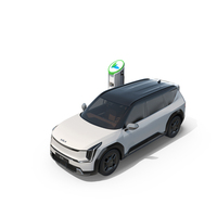 KIA EV9 SUV At Electric Car Charging Station PNG & PSD Images