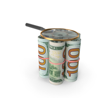 100 US Dollar Money Notes Currency Rolls Vertical Magnify PNG & PSD Images