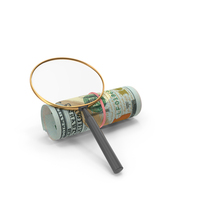 100 US Dollar Money Notes Currency Single Roll Magnify PNG & PSD Images