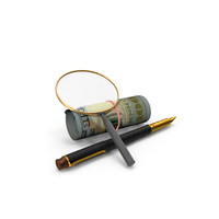 100 US Dollar Money Notes Currency Single Roll Magnify Pen PNG & PSD Images