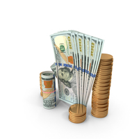 100 US Dollar Money Notes Currency Vertical Roll Coins PNG & PSD Images